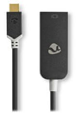 Nedis káblový adaptér USB 3.2 Gen 1/ USB-C zástrčka - DisplayPort zásuvka/ okrúhly/ čierny/ BOX/ 20cm