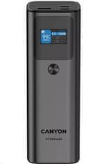 Canyon powerbanka PB-2010, 27000mAh, 2x USB-C 140W PD3.1, 1x USB-A QC 3.0, displej, tmavo šedá