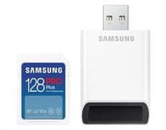 SAMSUNG pamäťová karta 128GB PRO Plus SDXC CL10 U3 V30 (č/z: až 180/až 130MB/s) + USB adaptér