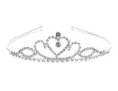 Camerazar Ozdobná tiara Tiara s krištáľovou korunkou, cínový drôt, dĺžka 13 cm