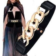 Camerazar Elegantný dámsky elastický opasok na šaty s kovovou reťazovou sponou, 68-95 cm, šírka 4 cm
