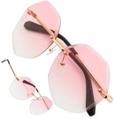 Camerazar Dámske slnečné okuliare s motýlikom ružové slnečné okuliare bez rámov