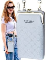 Camerazar Dámska kabelka - peňaženka s puzdrom na telefón, svetlosivá, mäkká ekologická umelá koža, 19,5x11x4,5 cm