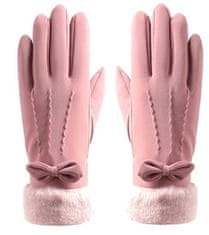 Camerazar Dámske zateplené zimné rukavice s dotykovou funkciou, ružové, 100% polyester