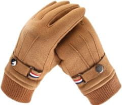 Camerazar Pánske semišové dotykové rukavice, zimné, hnedé, univerzálna veľkosť