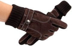 Camerazar Pánske zimné dotykové rukavice, hnedé, semišová kvalitná umelá koža a polyester, univerzálna veľkosť