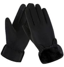 Camerazar Dámske zimné rukavice s dotykovou vrstvou, čierne, polyester s mäkkou kožušinou