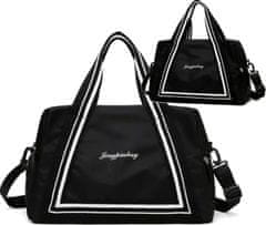 Camerazar Priestranná cestovná taška na cvičenie, čierna, nylon, 42x23x18 cm