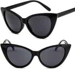 Camerazar Čierne slnečné okuliare s mačacími očami, UV filter 400 cat 3, plastový rám, veľkosť šošoviek 42 mm x 52 mm