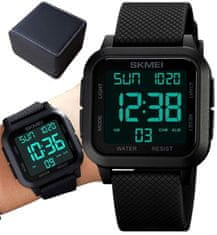 Camerazar Pánske outdoorové športové hodinky SKMEI, vojenský štýl, čierne, s digitálnym ciferníkom a gumovo-silikónovým remienkom