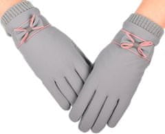 Camerazar Dámske zimné rukavice nepremokavé na dotyk, sivé, 100% polyester, univerzálna veľkosť