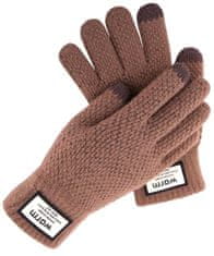 Camerazar Pánske zimné dotykové rukavice, hnedé, akrylová priadza, univerzálna veľkosť