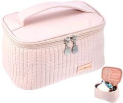 Camerazar Štvorcová kozmetická taška Organizér z kvalitnej umelej kože, ružová, 21x12x13,5 cm
