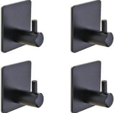 Camerazar Nástenné háčiky Loft, matná čierna, 4 kusy, rozmery 4,5x4,5 cm