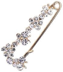 Camerazar Elegantná spínacia brošňa so zirkónmi, šperková zliatina, šírka 5,2 cm - výška 2 cm
