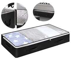 Camerazar Veľký organizér pod posteľ na posteľnú bielizeň a oblečenie, čierny, netkaný, 100x50x15 cm