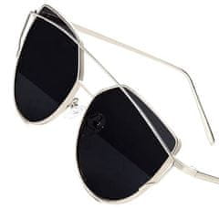 Camerazar Čierne slnečné okuliare Glam Rock Cat Eye, kovové, s UV400 filtrom Cat 3D
