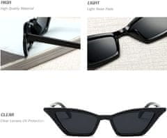 Camerazar Dámske slnečné okuliare Cat Eye, čierne, akrylový rám, sklenené šošovky, filter UV400