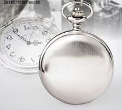 Camerazar Elegantné steampunkové vreckové hodinky, strieborné, s quartzovým strojčekom a reťazou 37 cm