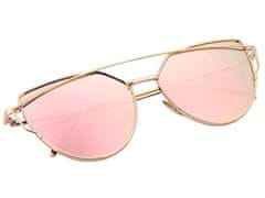 Camerazar Dámske slnečné okuliare s mačacími očami - zrkadlové, ružové, kovové