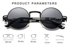 Camerazar Unisex slnečné okuliare v retro štýle, kovové, UV filter 400, šírka okuliarov 55 mm