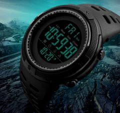 Camerazar Pánske vodotesné náramkové hodinky S-Shock Skmei Led, čierne, nerezová oceľ, 49 mm