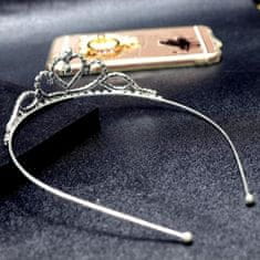 Camerazar Ozdobná tiara Tiara s krištáľovou korunkou, cínový drôt, dĺžka 13 cm
