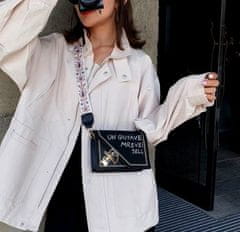 Camerazar Dámska semišová taška cez rameno, čierna, s ozdobným popruhom a magnetickým uzáverom, 18x13 cm