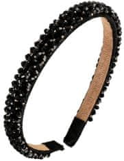 Camerazar Univerzálna elastická čelenka s perlami a kubickým zirkónom, krištáľ, 14 cm x 1,5 cm