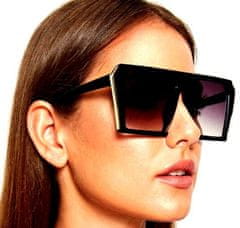 Camerazar Dámske slnečné okuliare Oversize, štvorcové, čierne s filtrom UV400 a zlatými kovovými vložkami