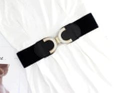 Camerazar Dámsky široký elastický opasok na šaty, čierny, zdobený kryštálmi, 65-95 cm