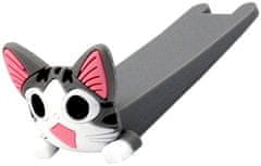 Camerazar Gumový klinový blokátor dverí v tvare mačky, sivý, 3,2 cm x 9 cm
