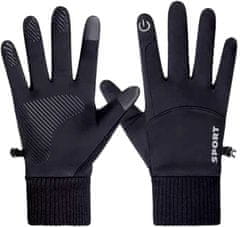 Camerazar Pánske zateplené zimné rukavice s dotykovou funkciou, čierne, materiál 80% elastan a 20% polyester, veľkosť XL