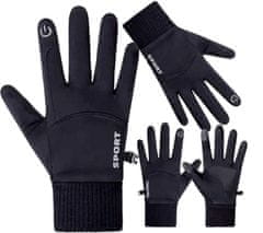 Camerazar Pánske zateplené dotykové rukavice, čierne, elastan a polyester, veľkosť L