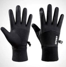 Camerazar Pánske zateplené zimné rukavice s dotykovou funkciou, čierne, materiál 80% elastan a 20% polyester, veľkosť XL