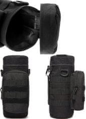 Camerazar Vojenská cestovná taška na fľašu Molle, čierna, Nylon Oxford 1000D, 27x11 cm