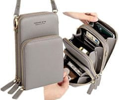 Camerazar Dámska minipeňaženka, sivá, mäkká ekologická umelá koža, 18x12x6 cm