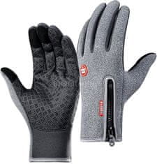Camerazar Pánske zateplené dotykové rukavice na zimu, sivé, veľkosť XL, materiál polyester a guma