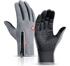 Camerazar Pánske zateplené dotykové rukavice na zimu, sivé, polyester a guma, veľkosť XL