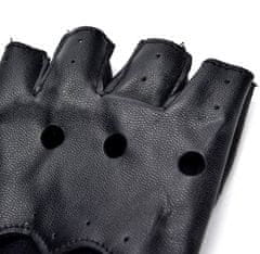 Camerazar Kožené rukavice s otvormi na prsty, čierne, polyuretán, univerzálna veľkosť