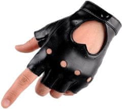 Camerazar Kožené rukavice s otvormi na prsty, čierne, polyuretán, univerzálna veľkosť