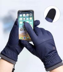 Camerazar Pánske zateplené dotykové rukavice, tmavomodré, 100% polyester, univerzálna veľkosť