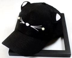Camerazar Dámska čiapka s mačacím vzorom a perleťovými ušami, odolná proti slnku, priedušná, univerzálna veľkosť 56-61 cm
