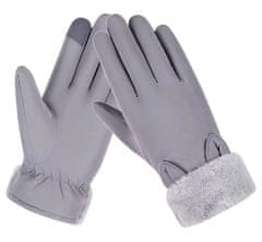 Camerazar Dámske zateplené zimné rukavice Touch Warm, sivé, polyesterová tkanina, nepremokavé