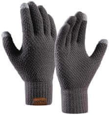 Camerazar Pánske pletené rukavice s dotykovou funkciou, sivé, 100% akrylová priadza, univerzálna veľkosť