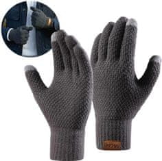 Camerazar Pánske pletené rukavice s dotykovou funkciou, sivé, 100% akrylová priadza, univerzálna veľkosť