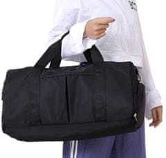 Camerazar Priestranná cestovná a tréningová taška, čierna, nepremokavý nylon, 42x23x21 cm