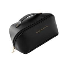 Camerazar Elegantná kozmetická taška s organizérom, čierna kvalitná umelá koža, 23,5x10,5x11 cm