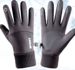 Camerazar Pánske zateplené dotykové zimné rukavice, sivé, 80% elastan a 20% polyester, veľkosť L