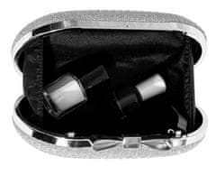 Camerazar Elegantná dámska večerná kabelka s brokátom, strieborná, syntetický materiál, 19,5x11 cm